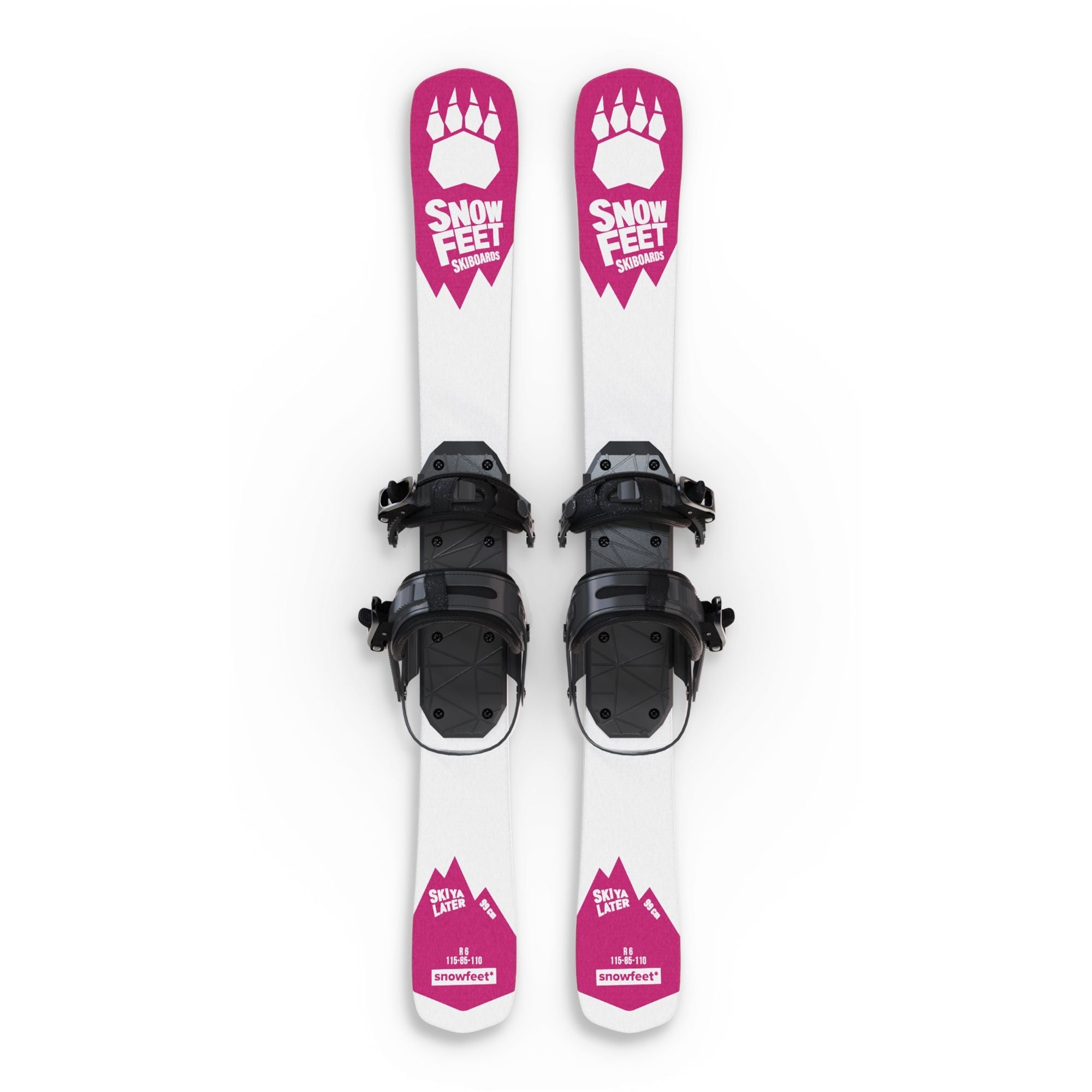 skiboards snowblades short ski 99 snowfeet mini little ski skiblades for snowboard boot with snowboard boot bindings pink