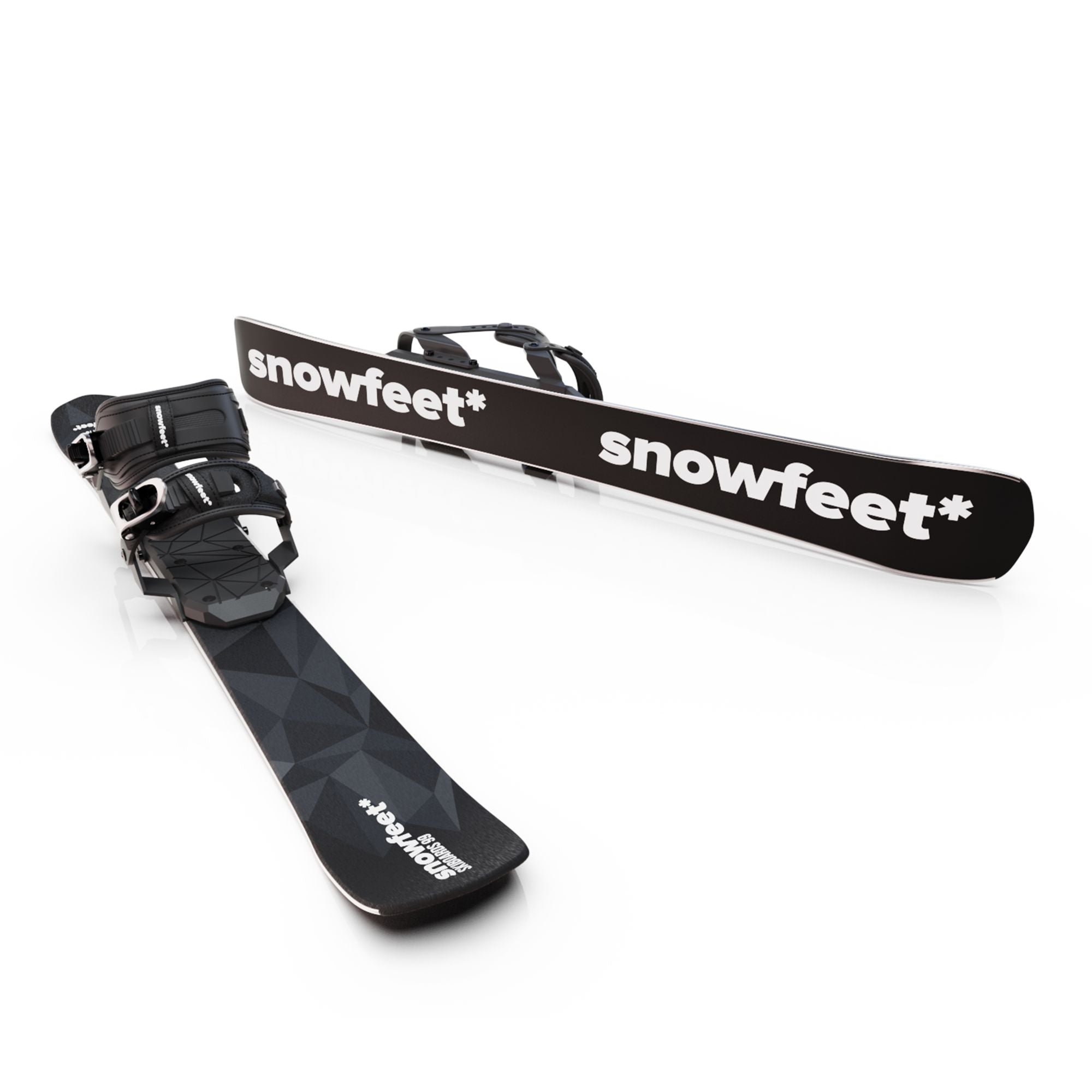 skiboards snowblades short ski 99 snowfeet mini little ski skiblades for snowboard boot with snowboard boot bindings black