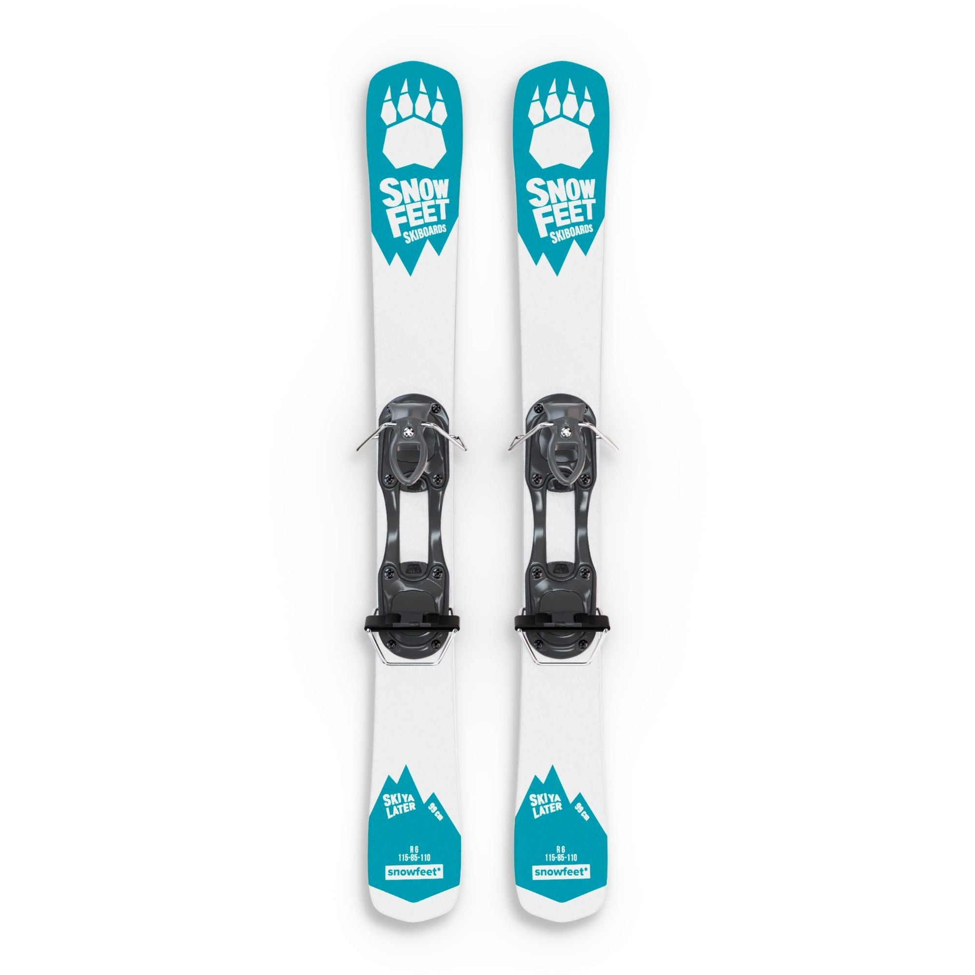 skiboards snowblades short ski 99 snowfeet mini little ski skiblades for ski with ski boot bindings blue turquoise