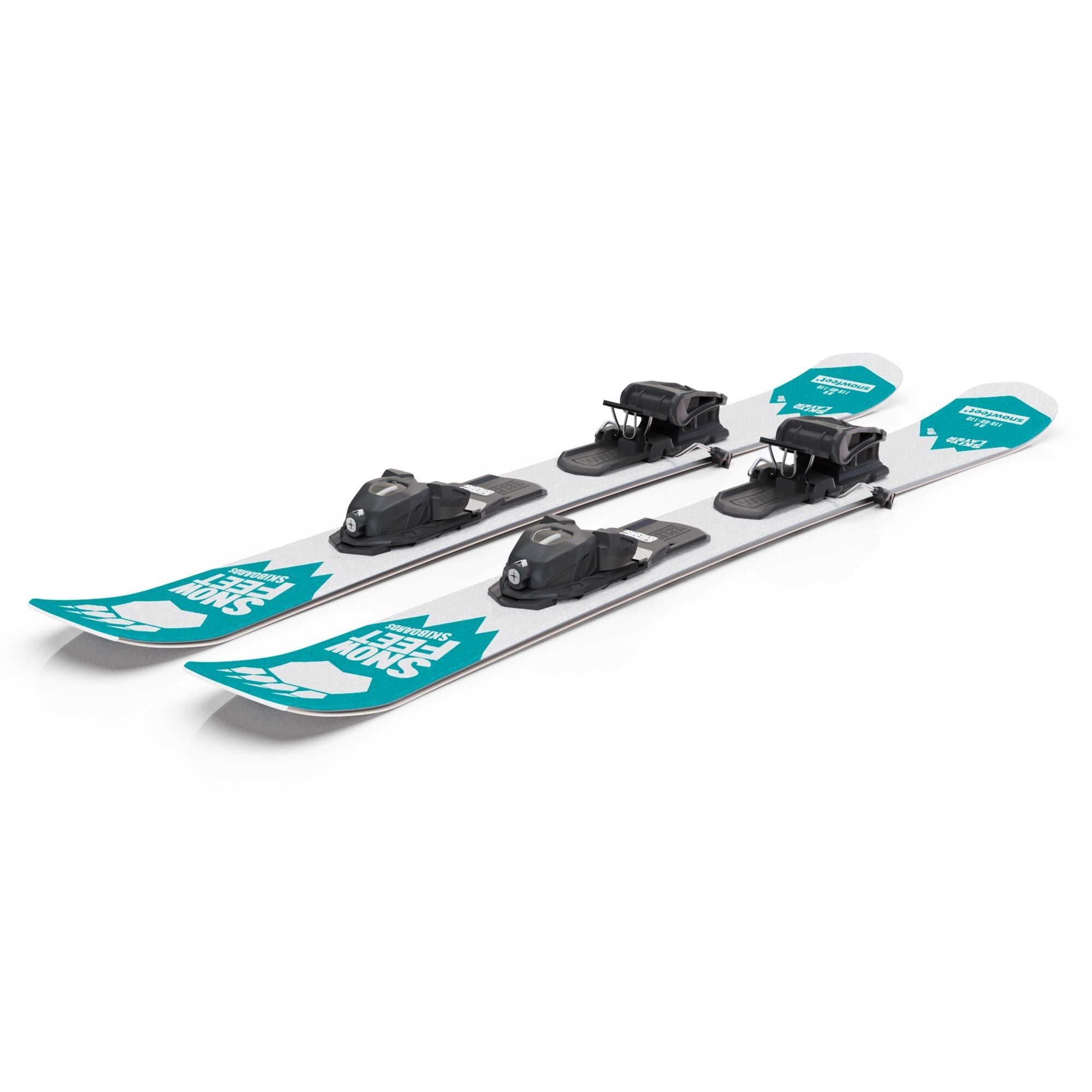 skiboards snowblades short ski 99 snowfeet mini little ski skiblades with profi ski releasable bindings blue turquoise
