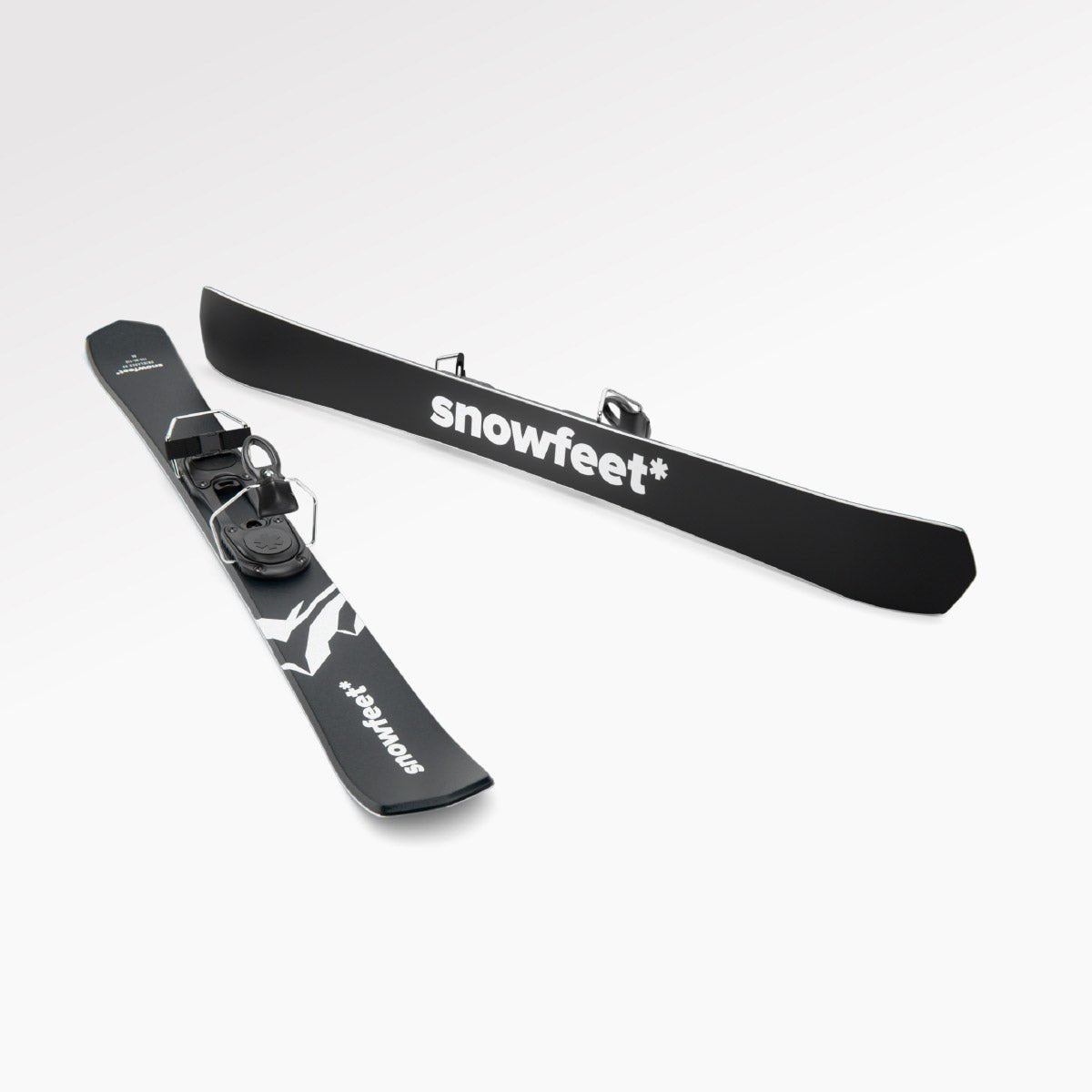 Skiblades Skiboards Snowblades Short Mini Skis - snowfeet* 99CM. Product photo, wood core skis, pro simple ski binding, black mountain color.
#Binding_Ski#Color_Black|Mountain Black