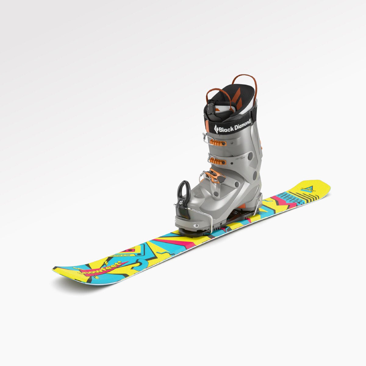 Skiblades Skiboards Snowblades Short Mini Skis - snowfeet* 99CM. Product photo, wood core skis, simple ski binding, retro color. With ski boot
#Binding_Ski#Color_Retro