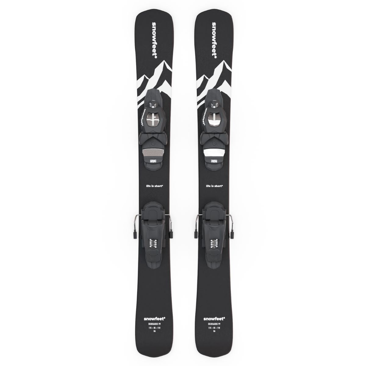 skiboards snowblades short ski 99 snowfeet mini little ski skiblades for ski with pro ski boot bindings mountain black