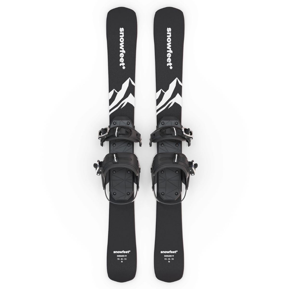 skiboards snowblades short ski 99 snowfeet mini little ski skiblades for snowboard with snowboard boot bindings mountain black