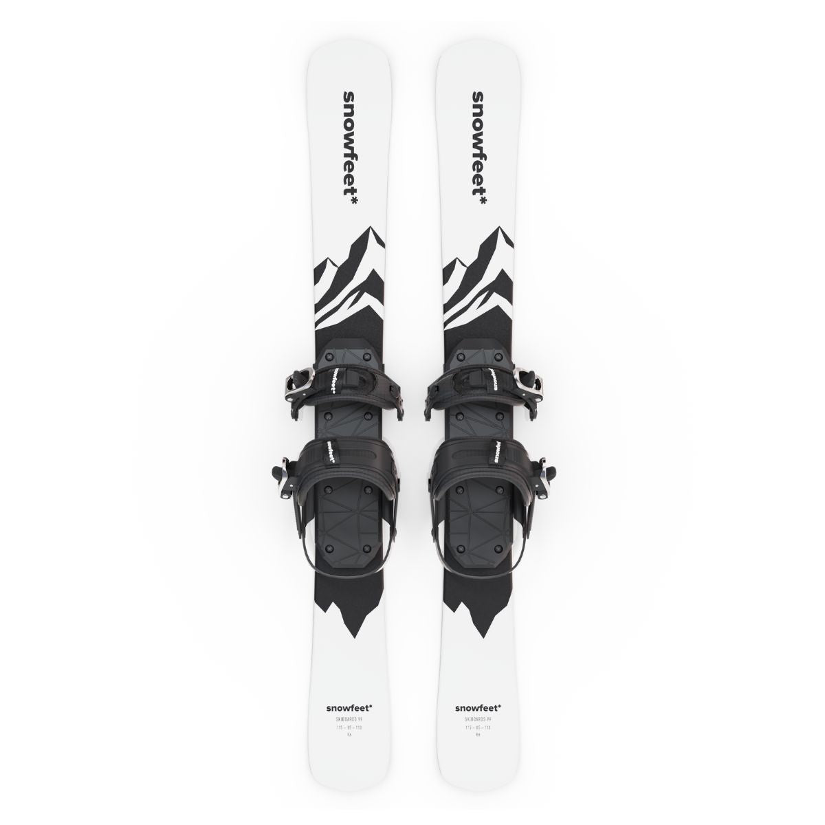 skiboards snowblades short ski 99 snowfeet mini little ski skiblades for snowboard with snowboard boot bindings mountain white