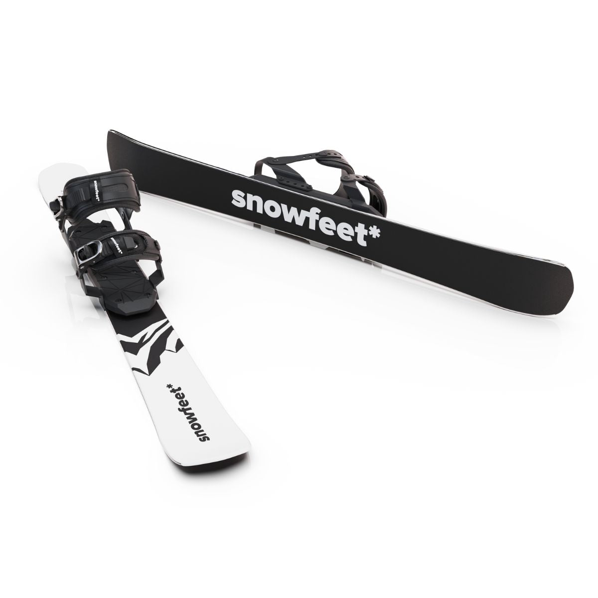 skiboards snowblades short ski 99 snowfeet mini little ski skiblades for snowboard with snowboard boot bindings mountain white