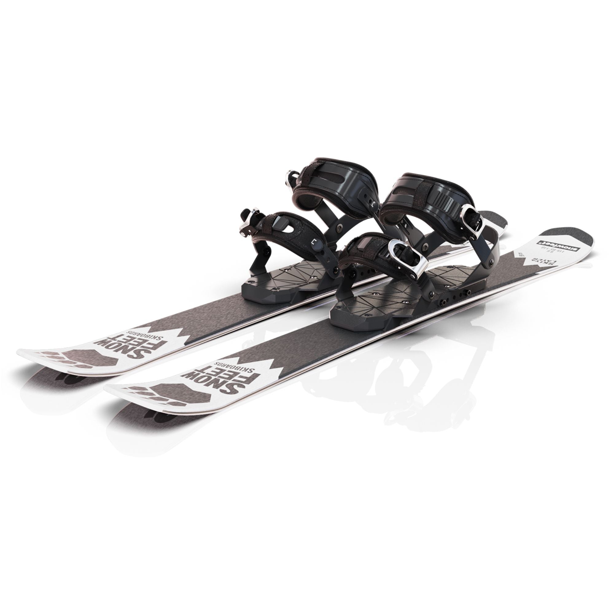 skiboards snowblades short ski 99 snowfeet mini little ski skiblades for snowboard boot with snowboard boot bindings white