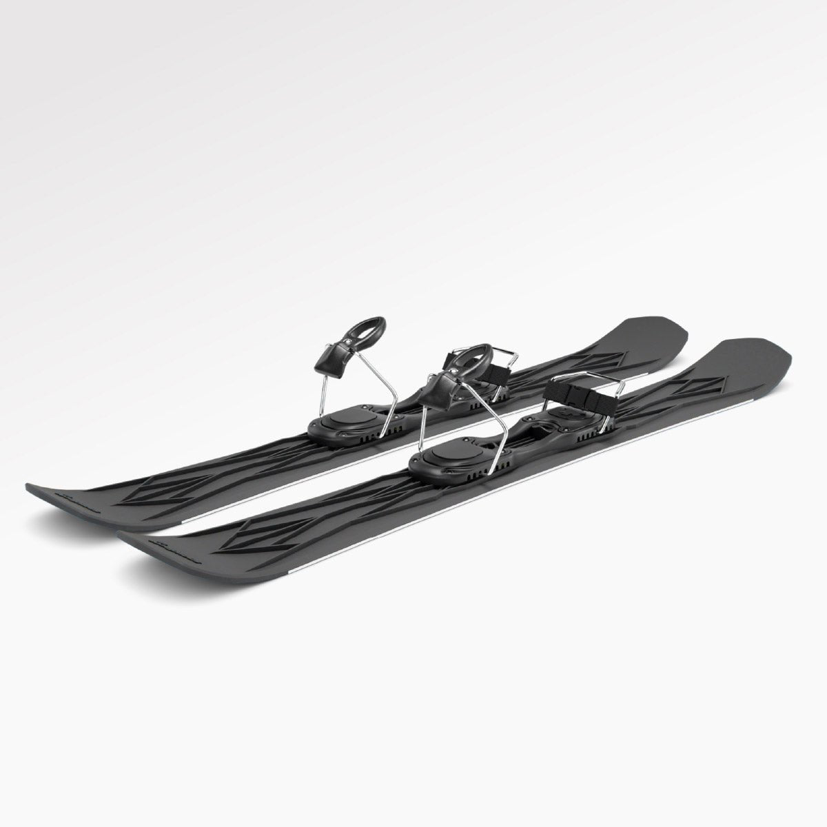 Skiblades Pair of short skis Snowfeet with ski bindings on a white background