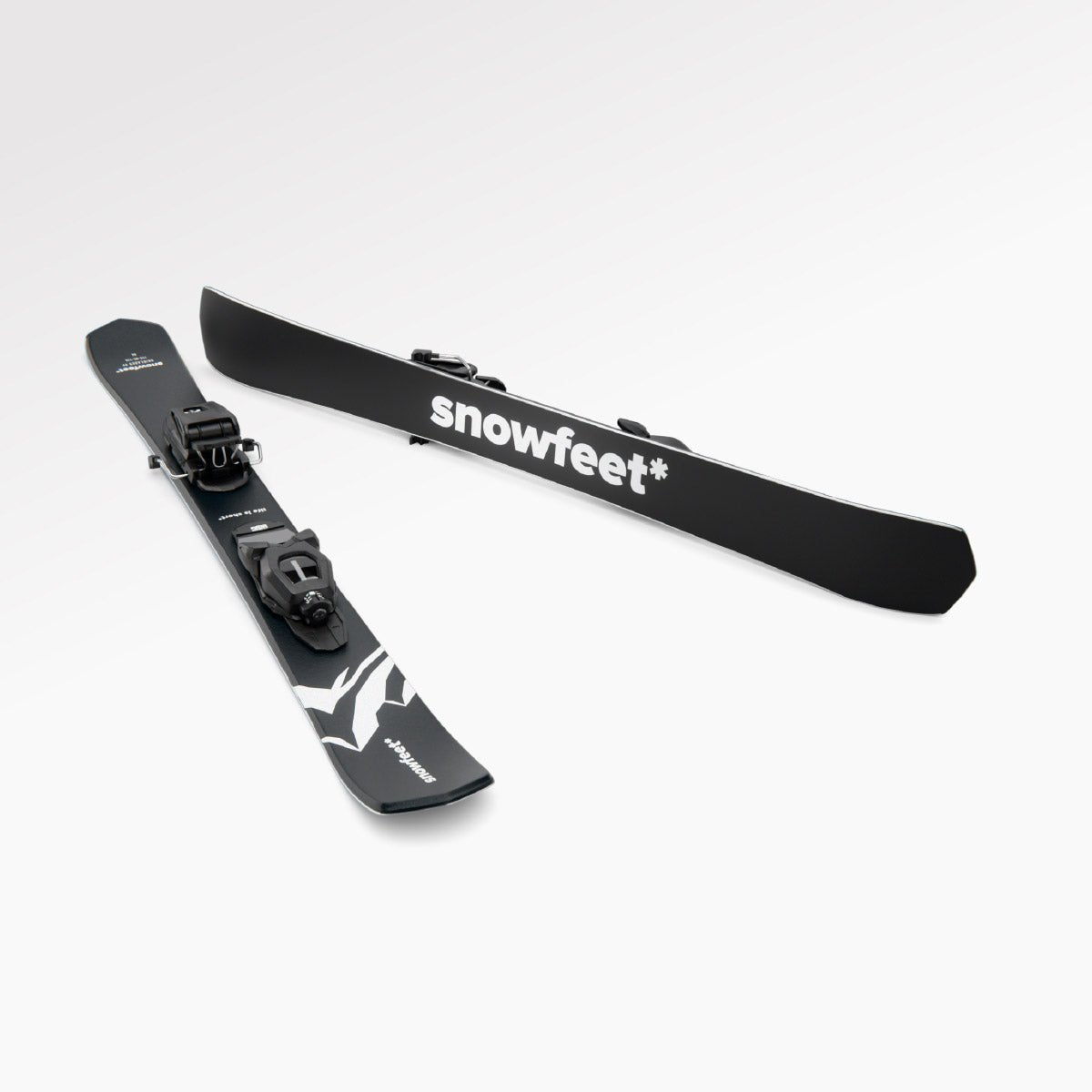 Skiblades Skiboards Snowblades Short Mini Skis - snowfeet* 99CM. Product photo, wood core skis, pro simple ski binding, black mountain color.

#Binding_Ski#Color_Black|Mountain Black
