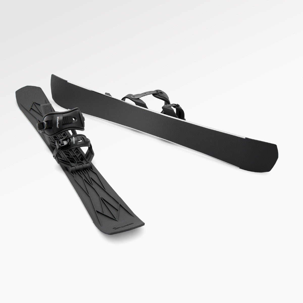 Skiblades Snowfeet Walkski short backcountry touring skis for hiking and skiing, Climbing skins included, Fiberglass-reinforced polyamide.