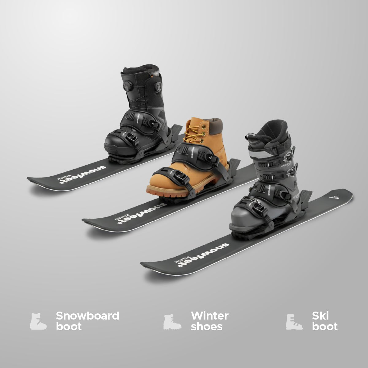 Snowfeet walkski wood core boots compatibility
