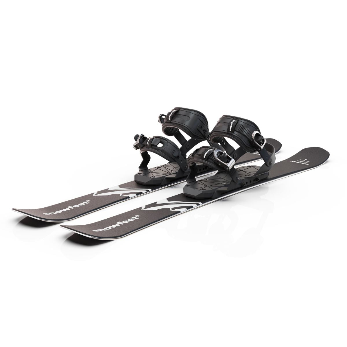 skiboards snowblades short ski 99 snowfeet mini little ski skiblades for snowboard with snowboard boot bindings mountain black