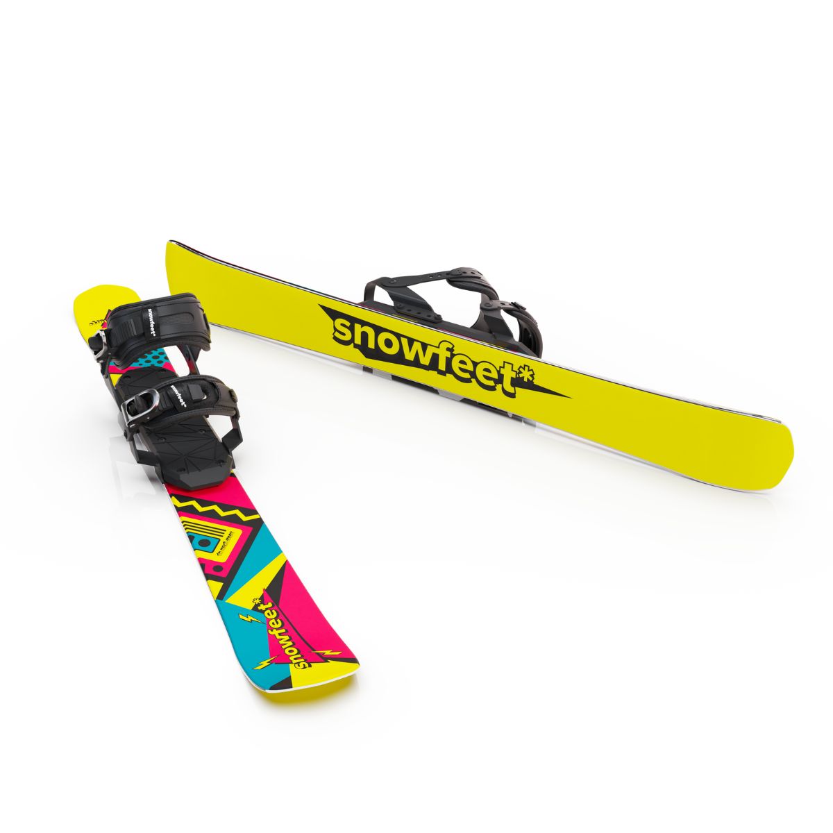 skiboards snowblades short ski 99 snowfeet mini little ski skiblades for snowboard with snowboard boot bindings mountain retro